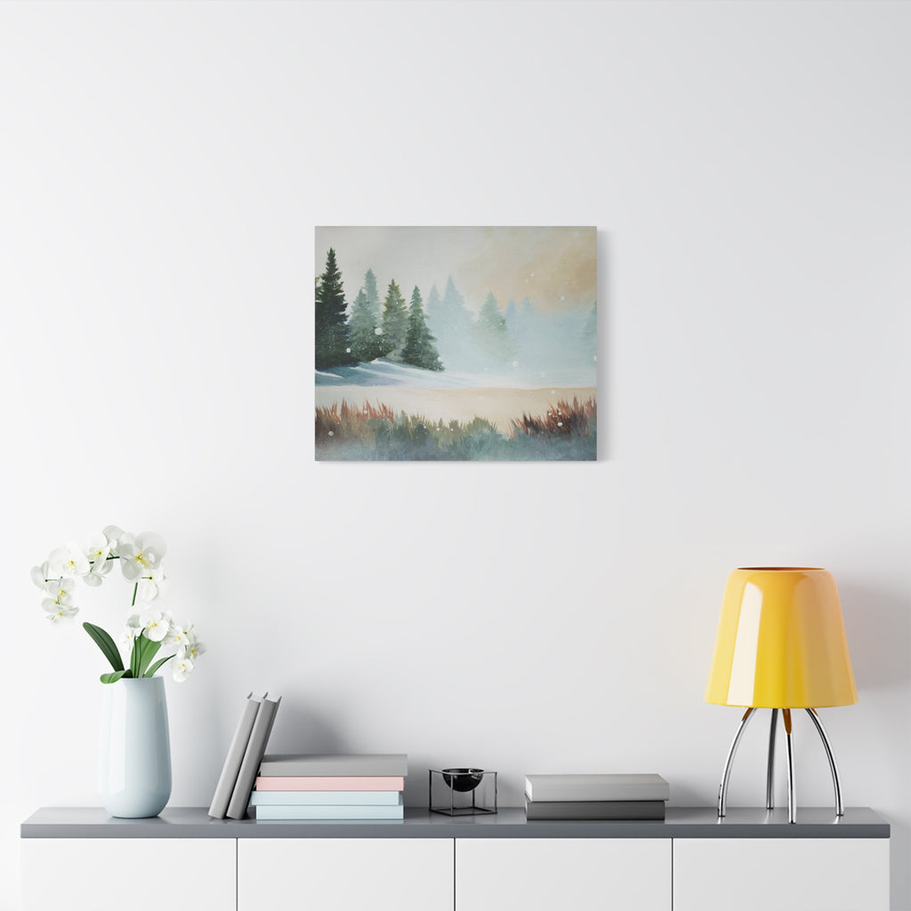 Winter Pines Landscape Canvas – Matte Stretched Wall Art