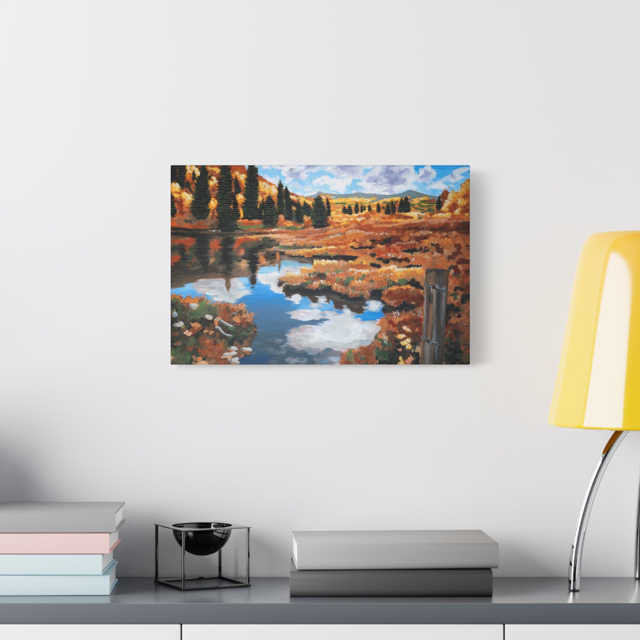 Autumn River Landscape Canvas Print – Stretched Matte Wall Art