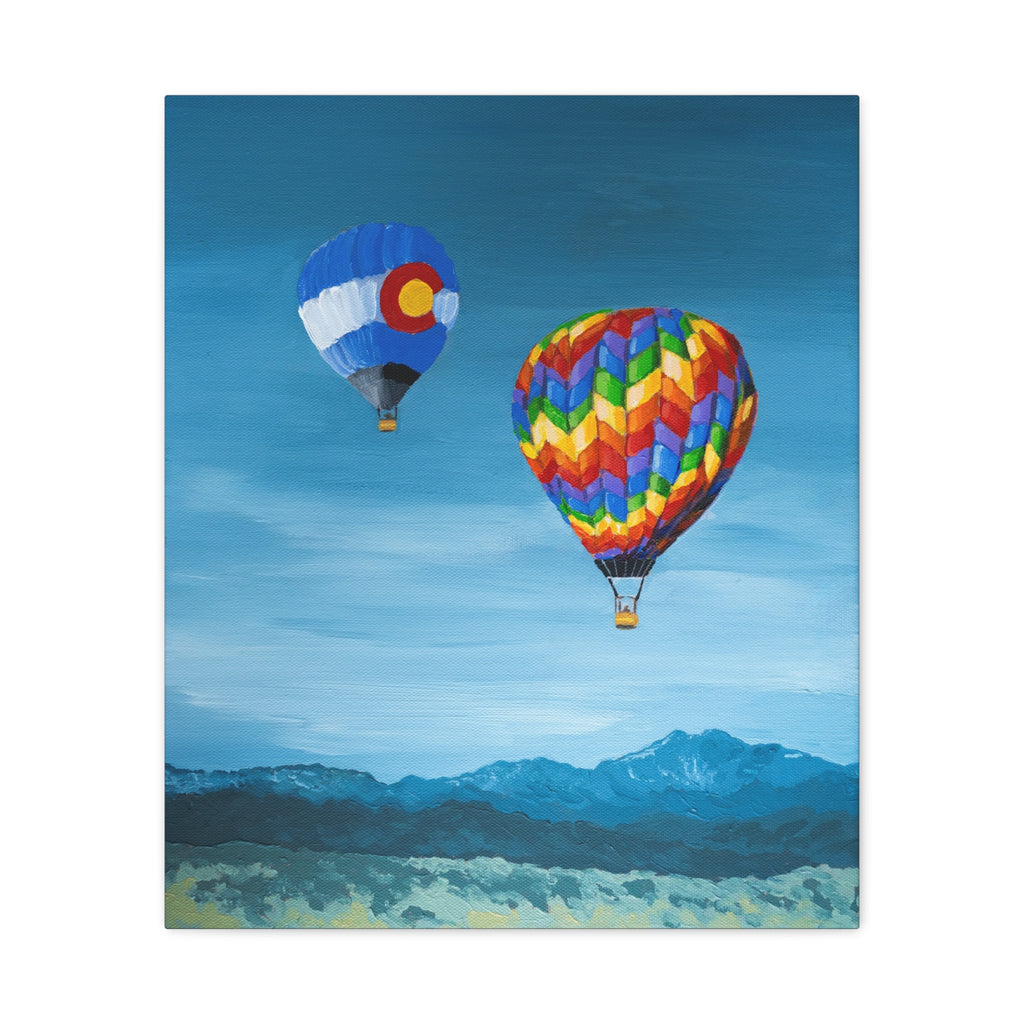 Hot Air Balloons Canvas Print — Colorful Mountain Sky Matte Stretched Wall Art