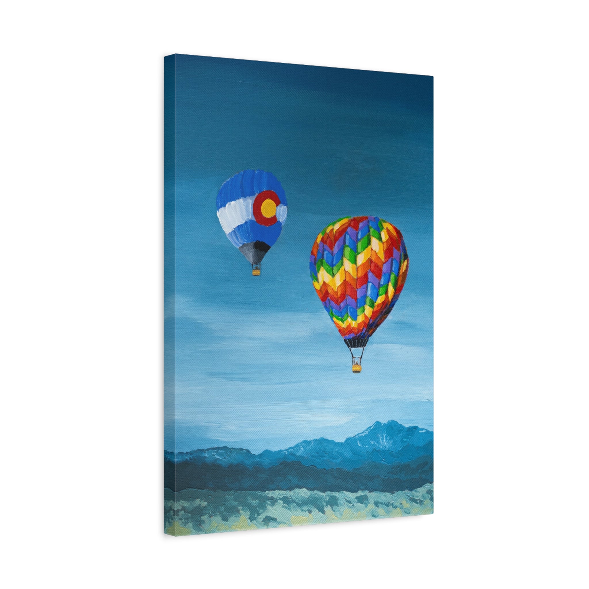 Hot Air Balloons Canvas Print — Colorful Mountain Sky Matte Stretched Wall Art
