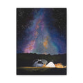 Camping Night Sky Canvas Print — Tent Under Colorful Milky Way