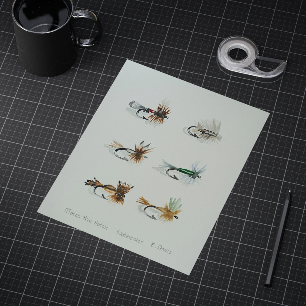 Watercolor Fly Fishing Print — 'Match the Hatch' Unframed Art Print