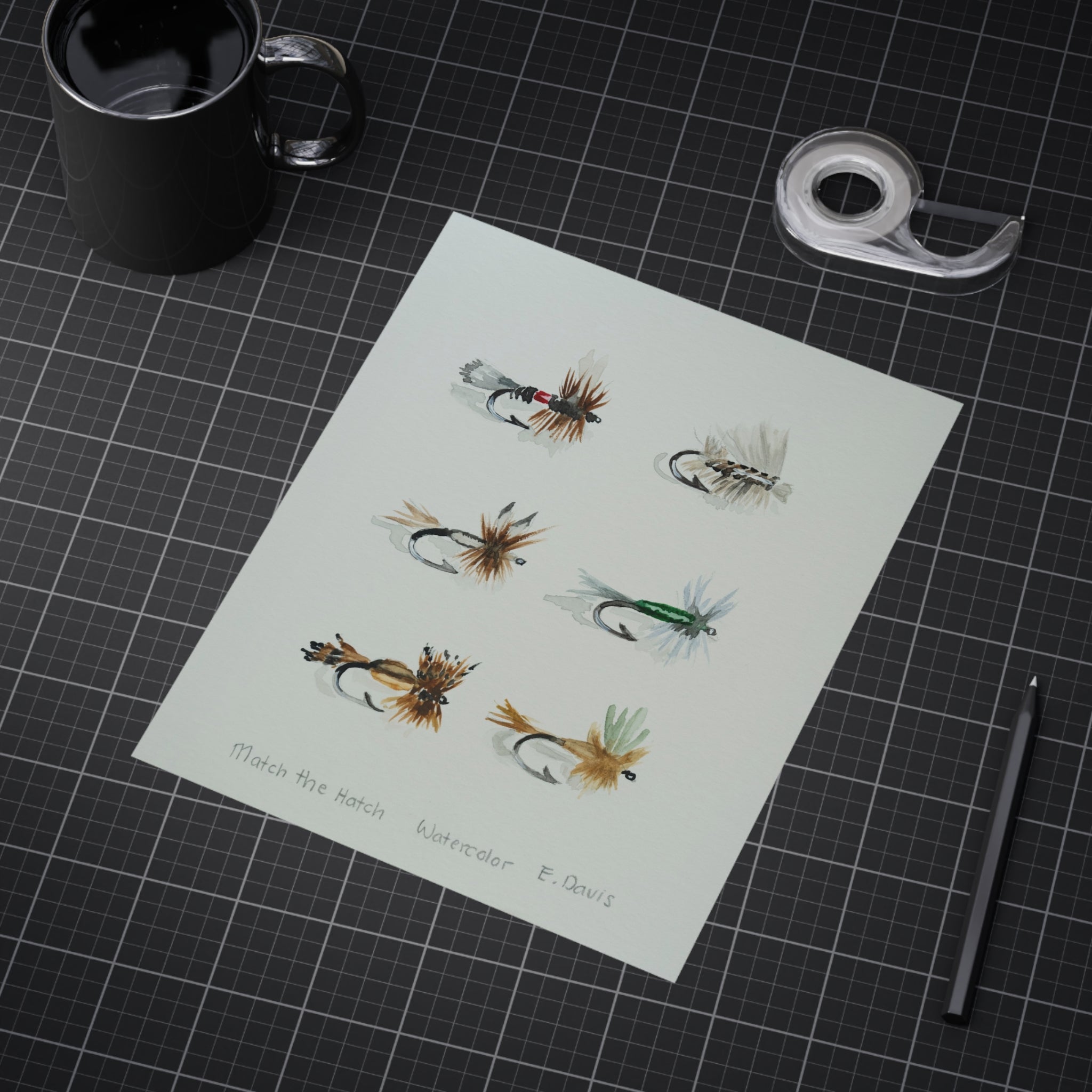 Watercolor Fly Fishing Print — 'Match the Hatch' Unframed Art Print