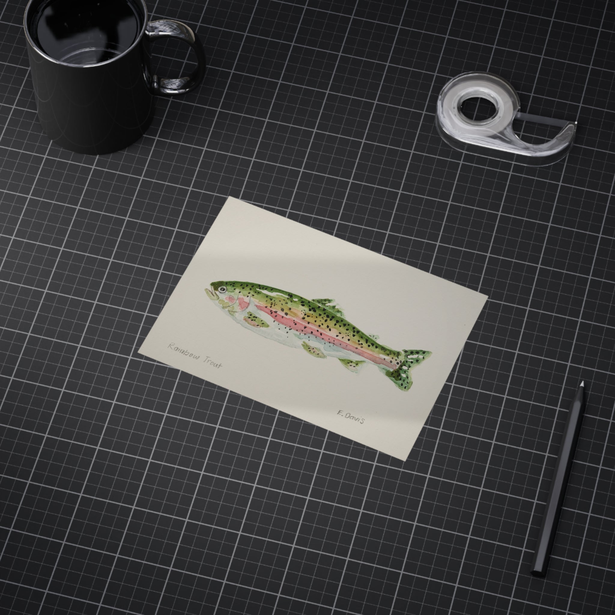 Rainbow Trout Watercolor Print 5x7" — Unframed Fish Art Print for Anglers & Nautical Decor