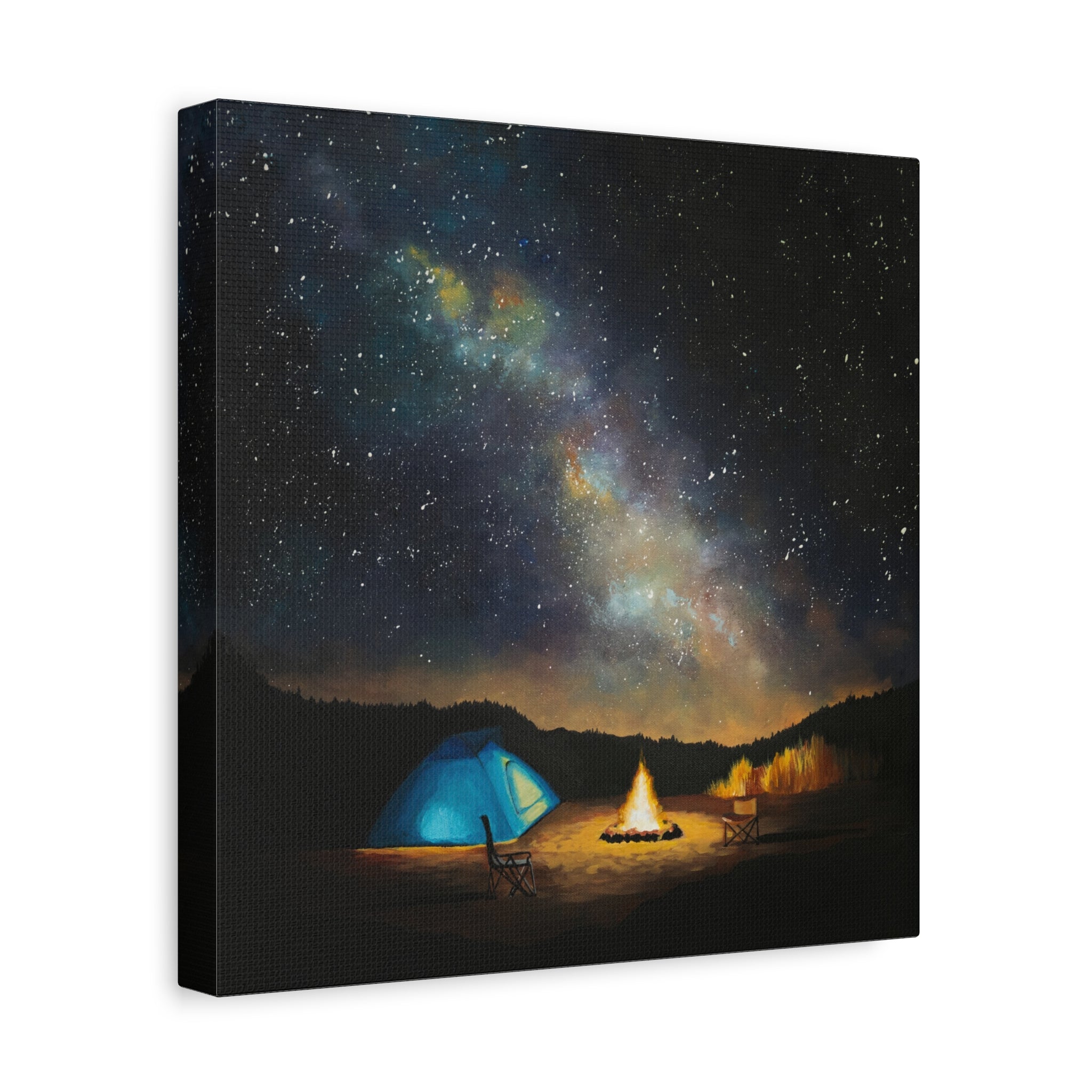 Campfire Under the Milky Way Matte Canvas Wall Art