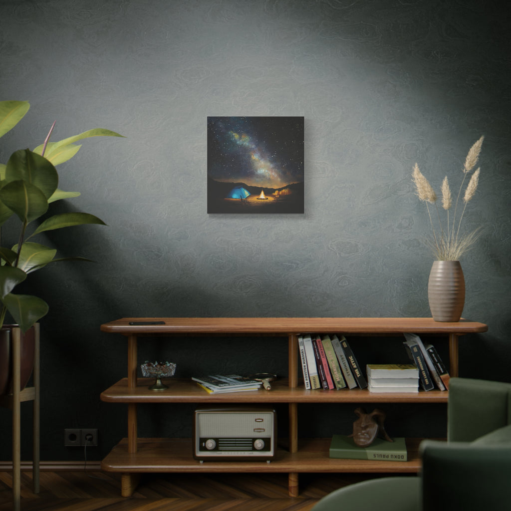 Campfire Under the Milky Way Matte Canvas Wall Art