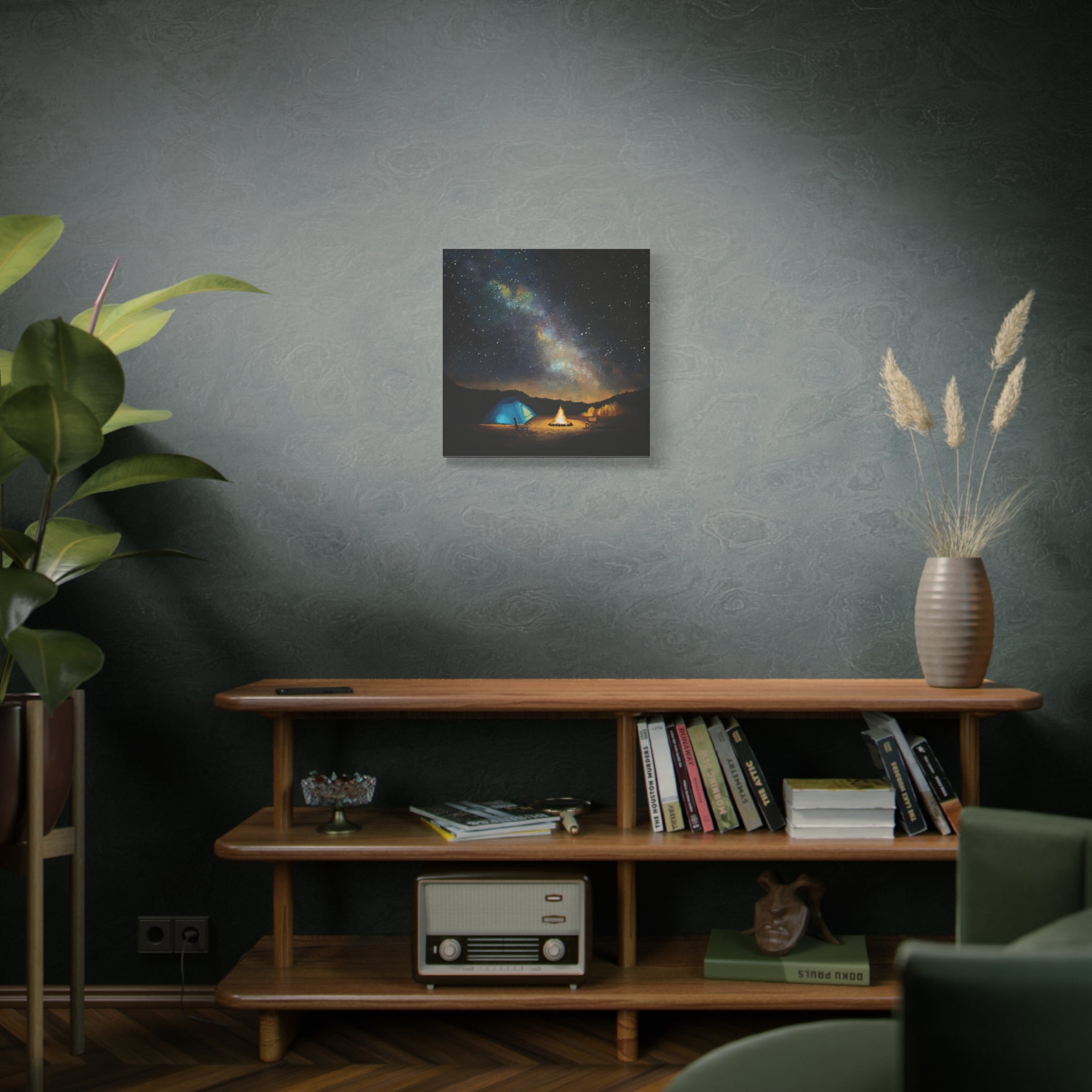 Campfire Under the Milky Way Matte Canvas Wall Art