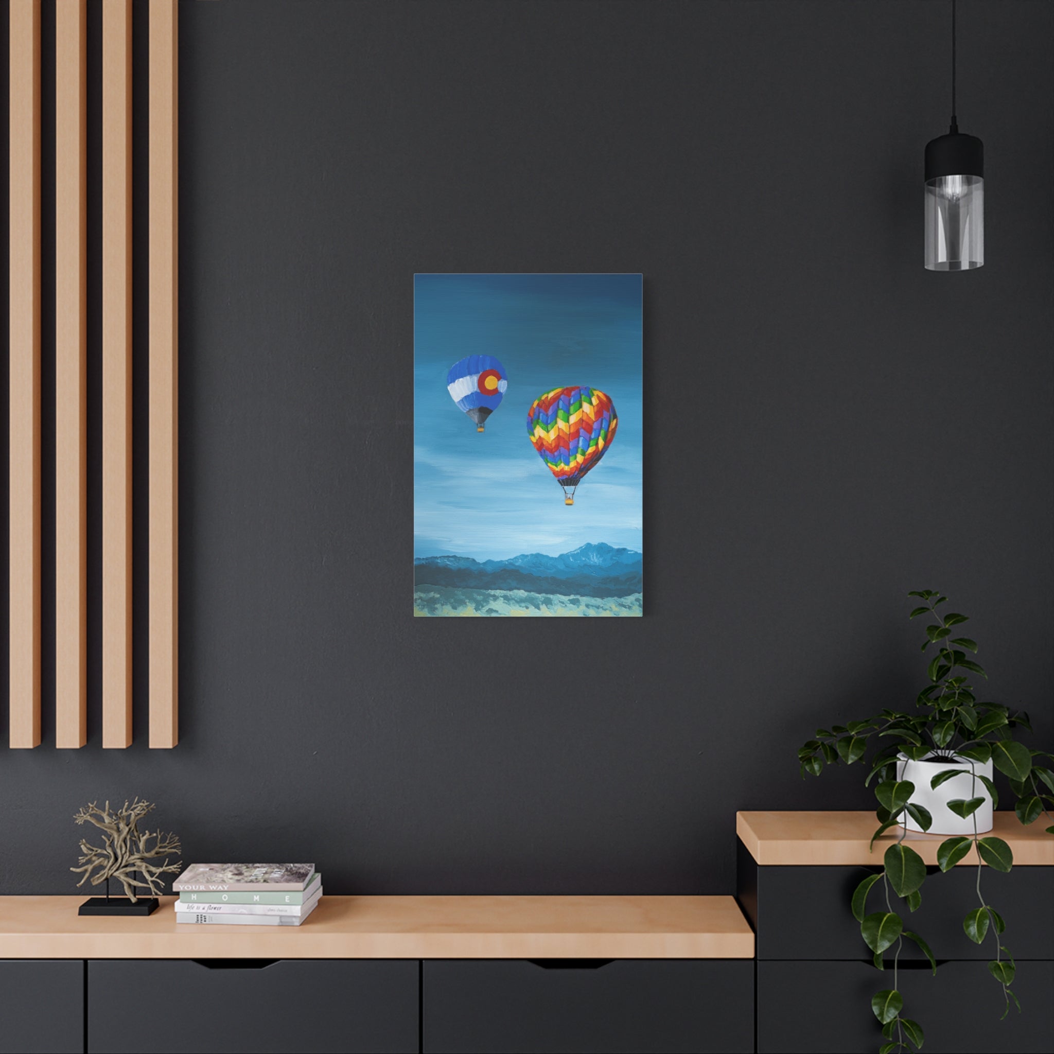Hot Air Balloons Canvas Print — Colorful Mountain Sky Matte Stretched Wall Art