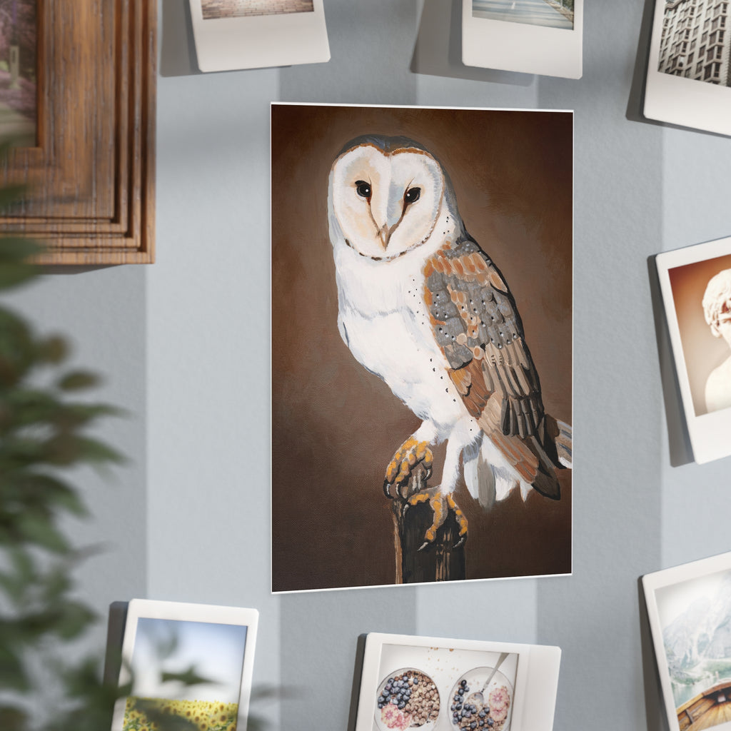 Barn Owl Art Print 5x7" — Rustic Wildlife Wall Decor (Unframed)
