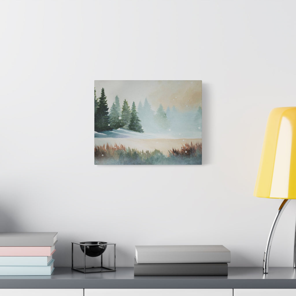 Winter Pines Landscape Canvas – Matte Stretched Wall Art