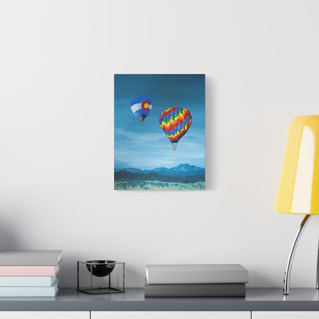Hot Air Balloons Canvas Print — Colorful Mountain Sky Matte Stretched Wall Art