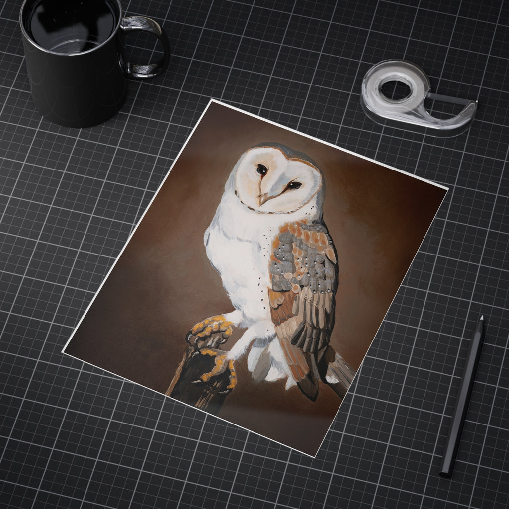 Barn Owl Art Print 8x10" — Realistic Wildlife Wall Decor (Unframed)