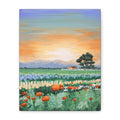 Sunset Flower Field Canvas Print — Stretched Matte Wall Art