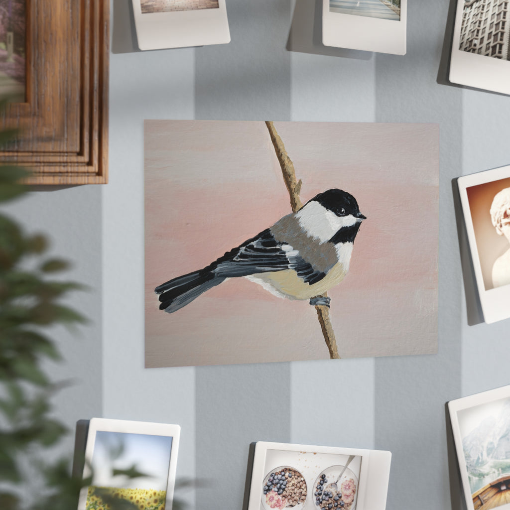 Chickadee Art Print 5x7" — Minimalist Bird Illustration Unframed
