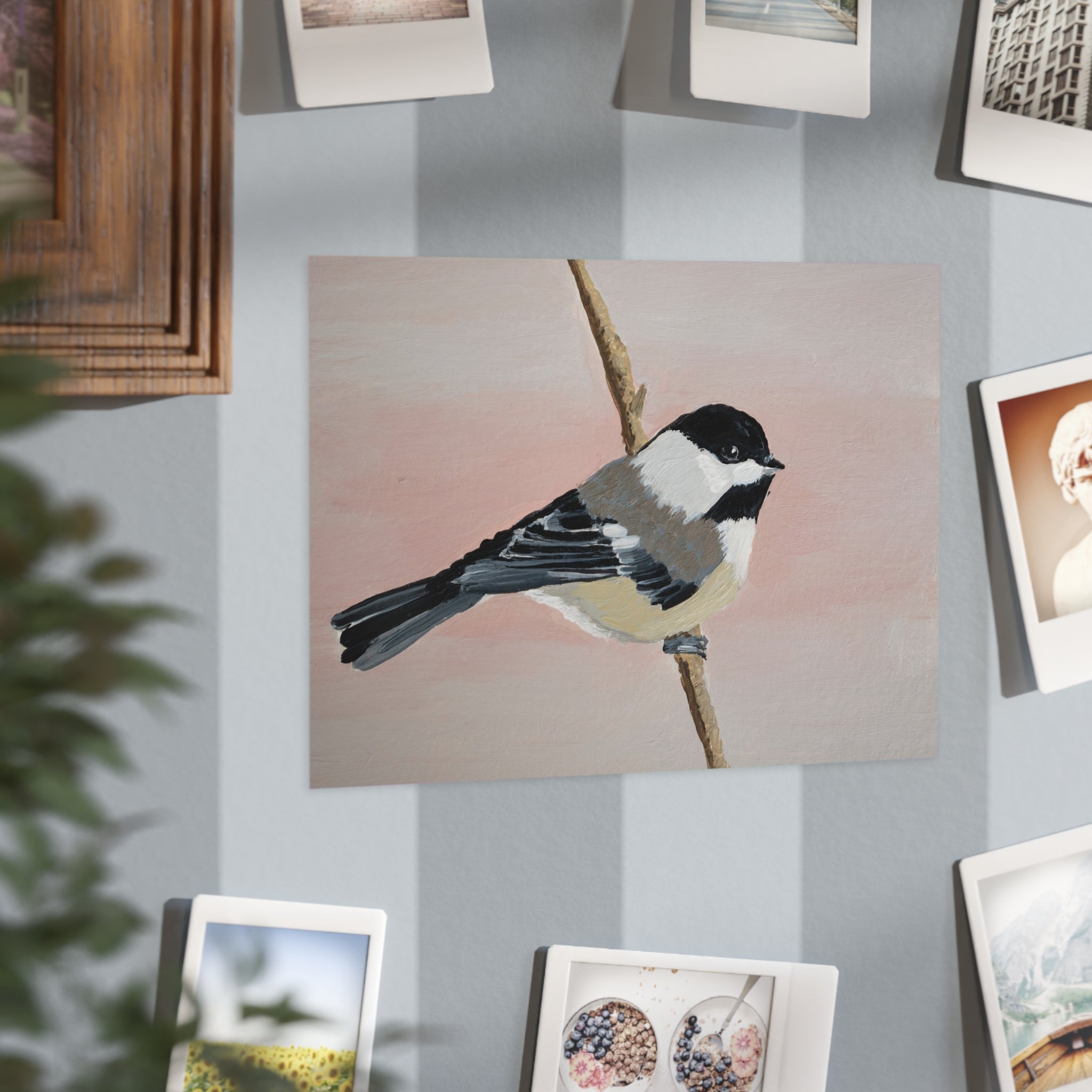 Chickadee Art Print 5x7" — Minimalist Bird Illustration Unframed