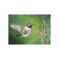 Hummingbird Floral Art Print 5x7" — Green Watercolor Unframed Wall Art