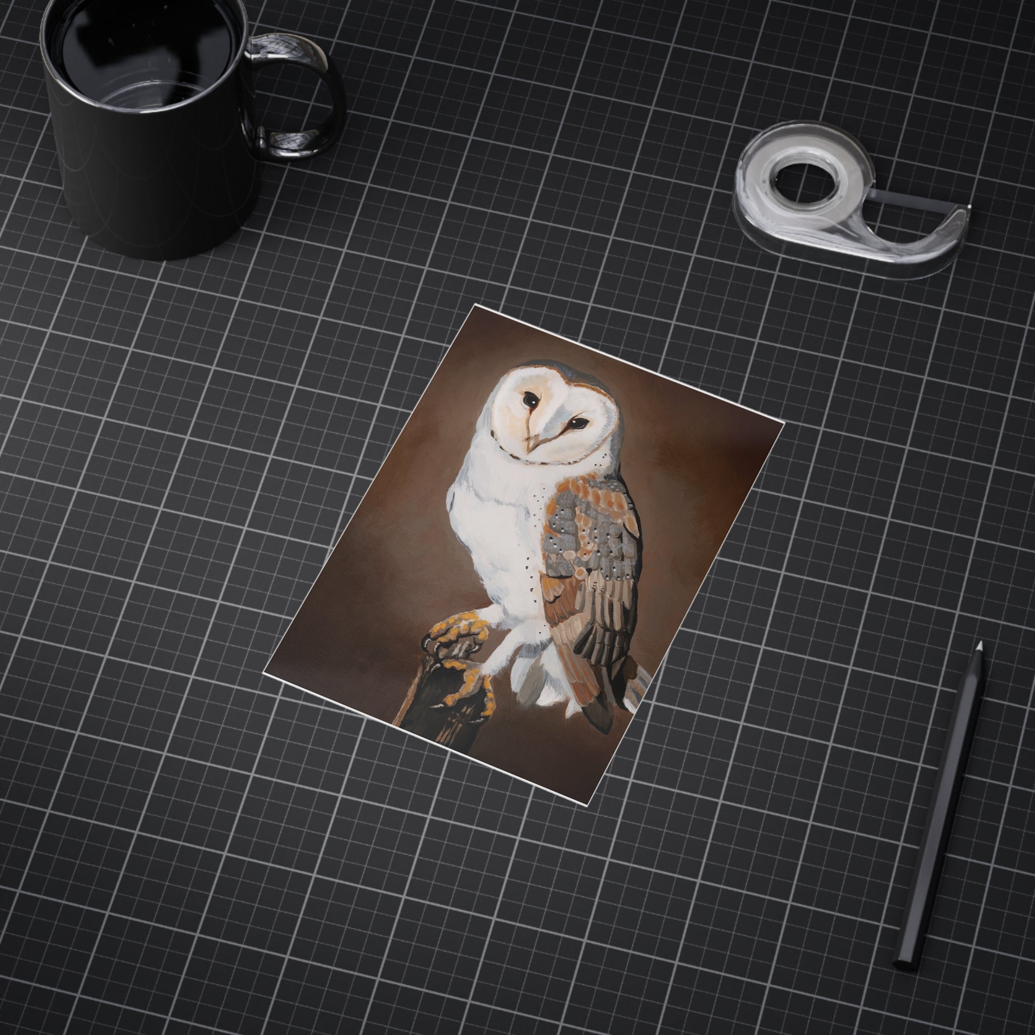 Barn Owl Art Print 5x7" — Rustic Wildlife Wall Decor (Unframed)