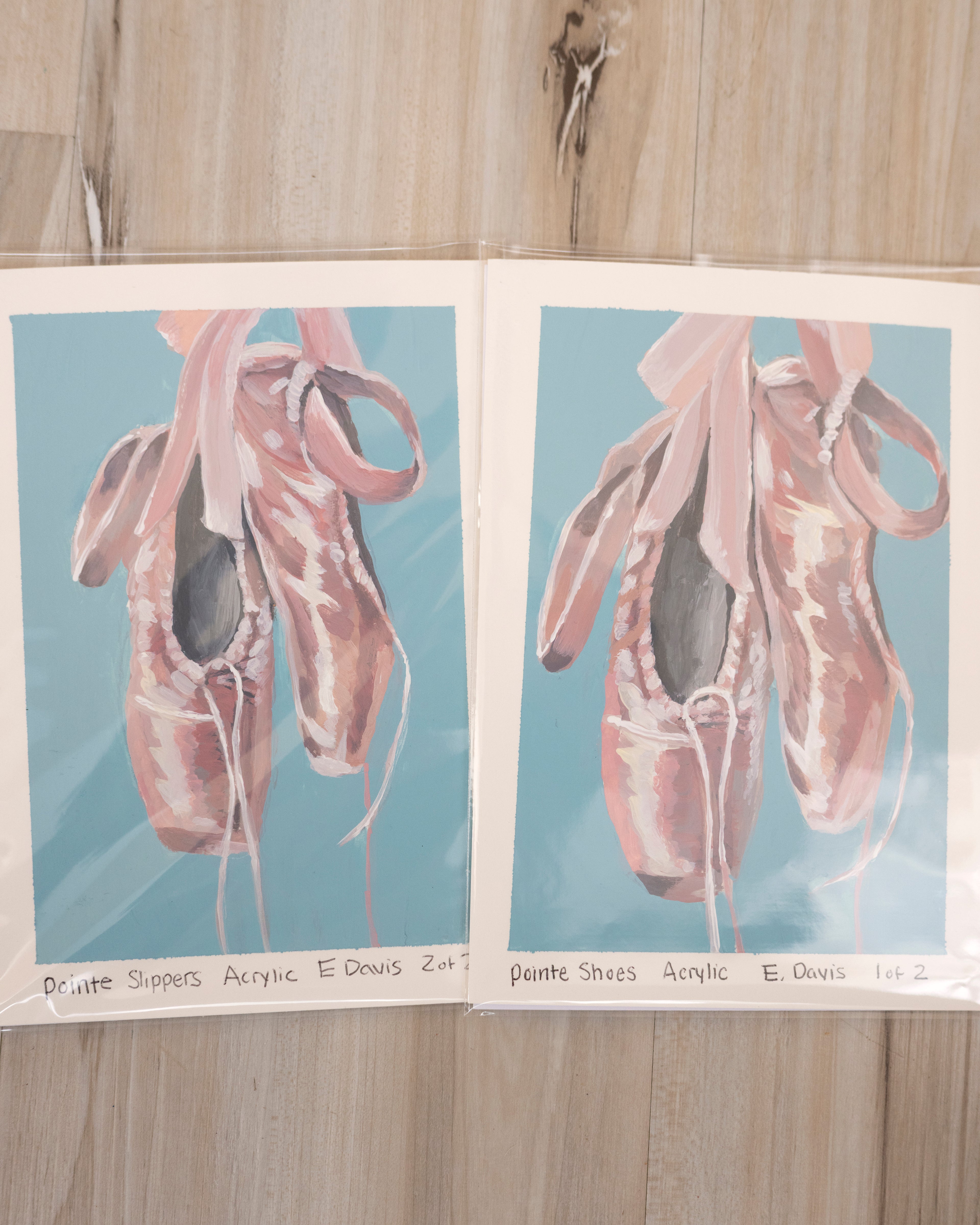 5x7 Original Painting - Ballet Slippers