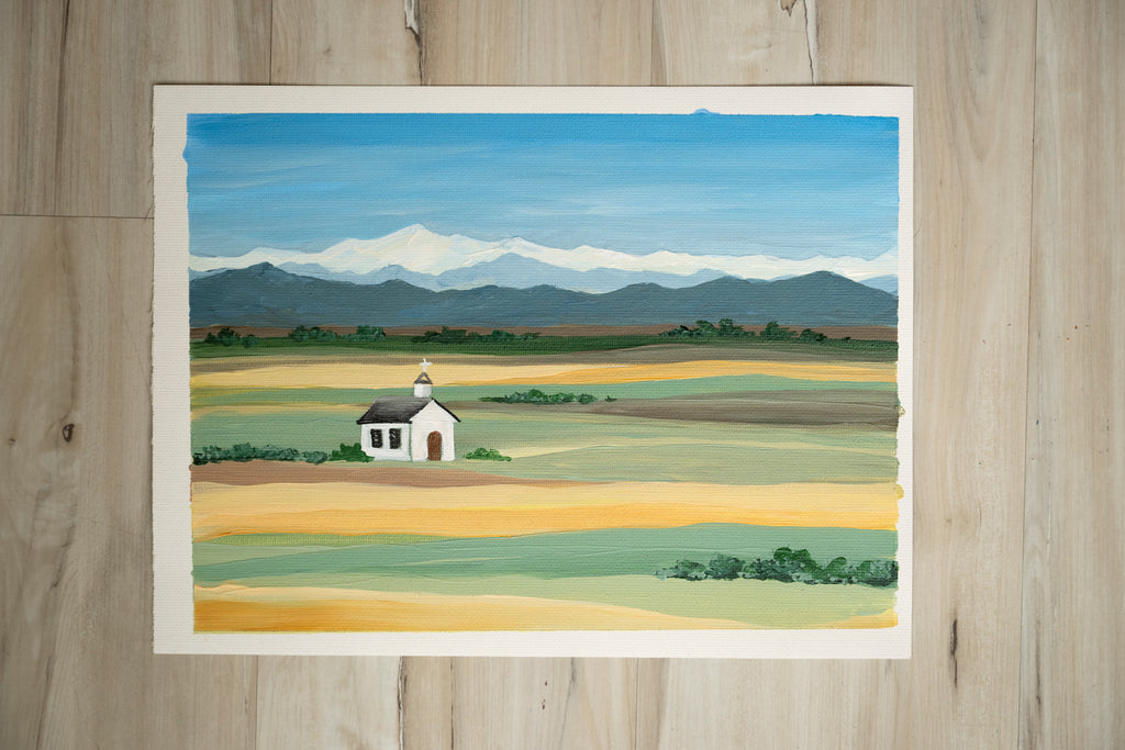 Country Chapel Original 9x12 acrylic Painting