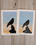 5x7 Original Painting - Crow Silhouette