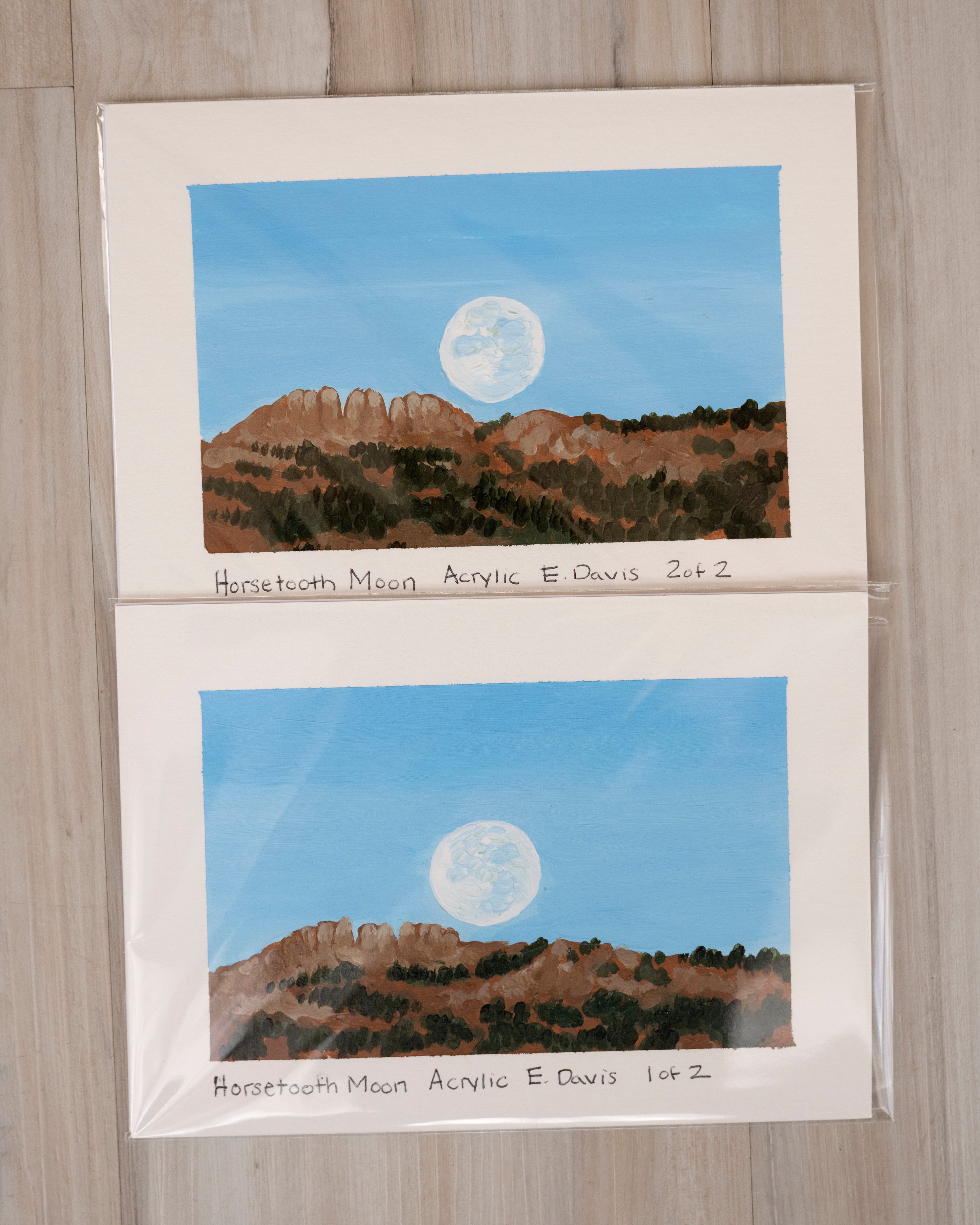 5x7 Original Painting - Horsetooth Moon
