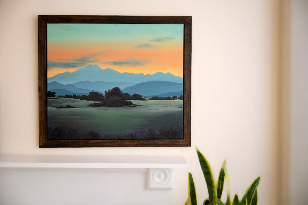 Longs Sunset | Original Colorado Mountain Oil Painting | Framed Landscape Art