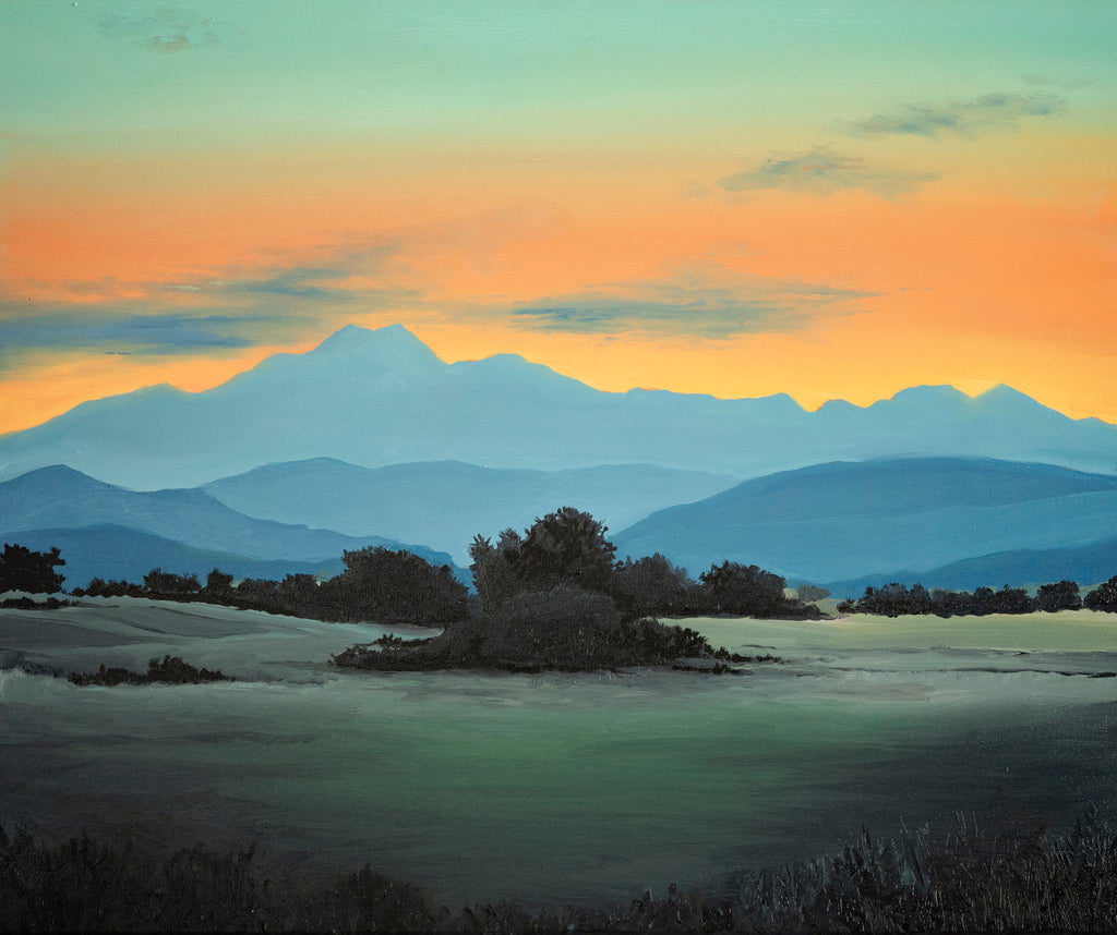 Longs Sunset | Original Colorado Mountain Oil Painting | Framed Landscape Art