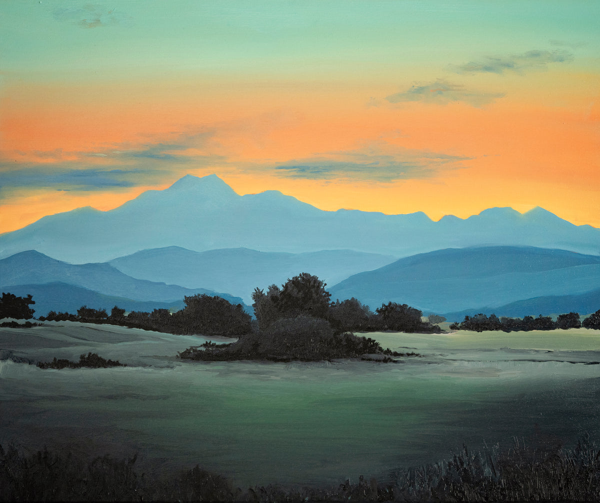 Longs Sunset | Original Colorado Mountain Oil Painting | Framed Landscape Art