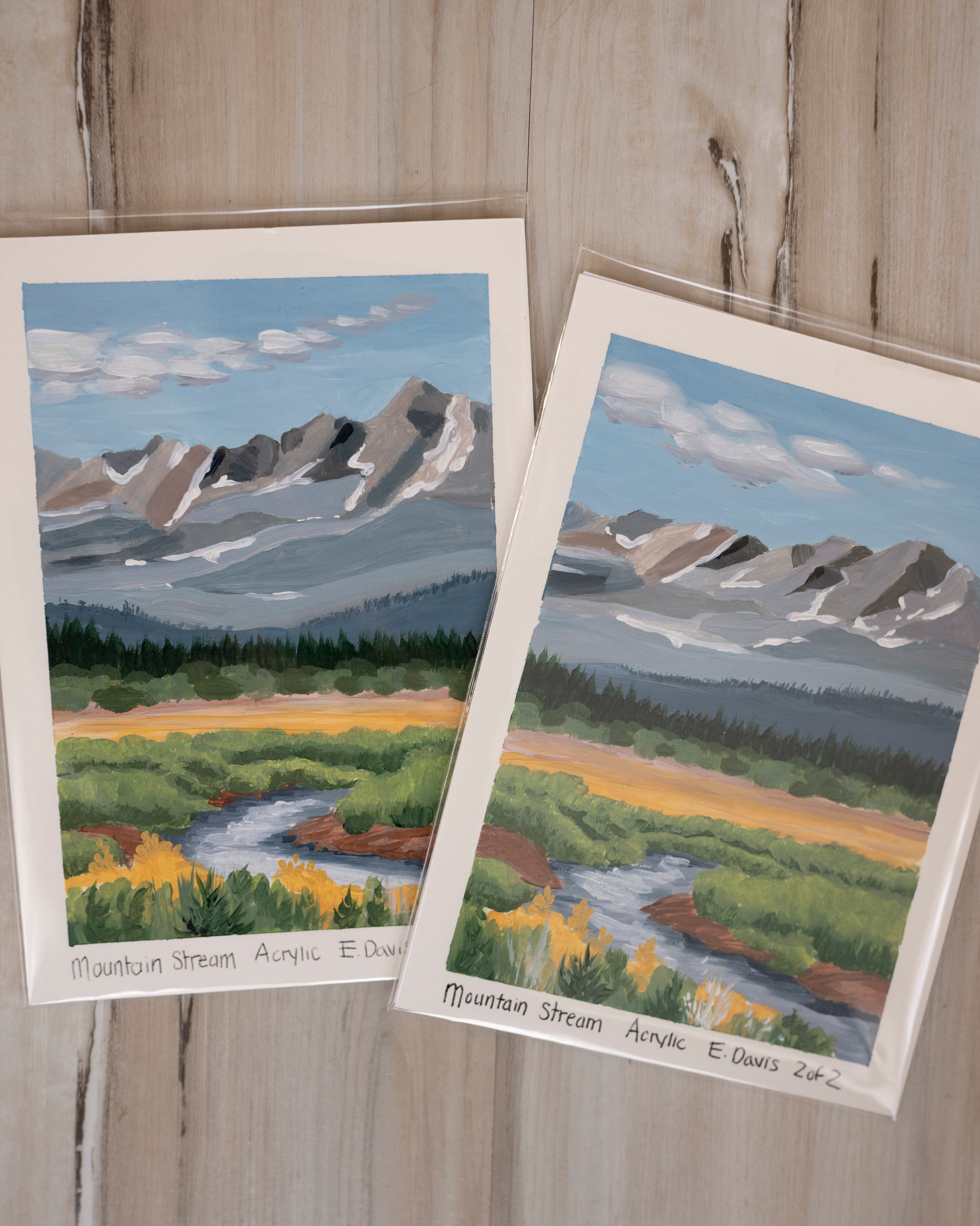 5x7 Original  Acrylic Painting - Mountain Stream