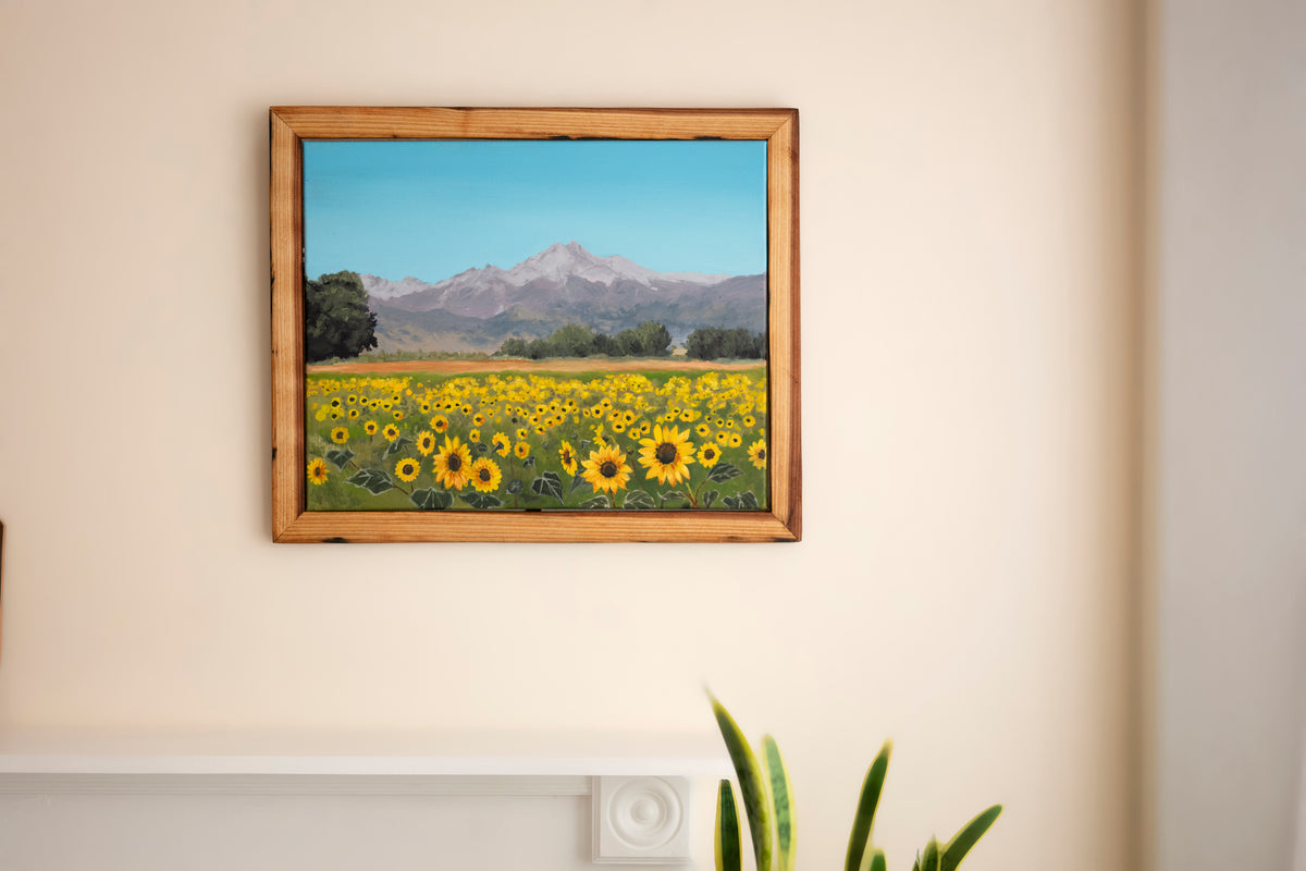 Sunflowers | Original Colorado Landscape Oil Painting | Longs Peak & Sunflower Field