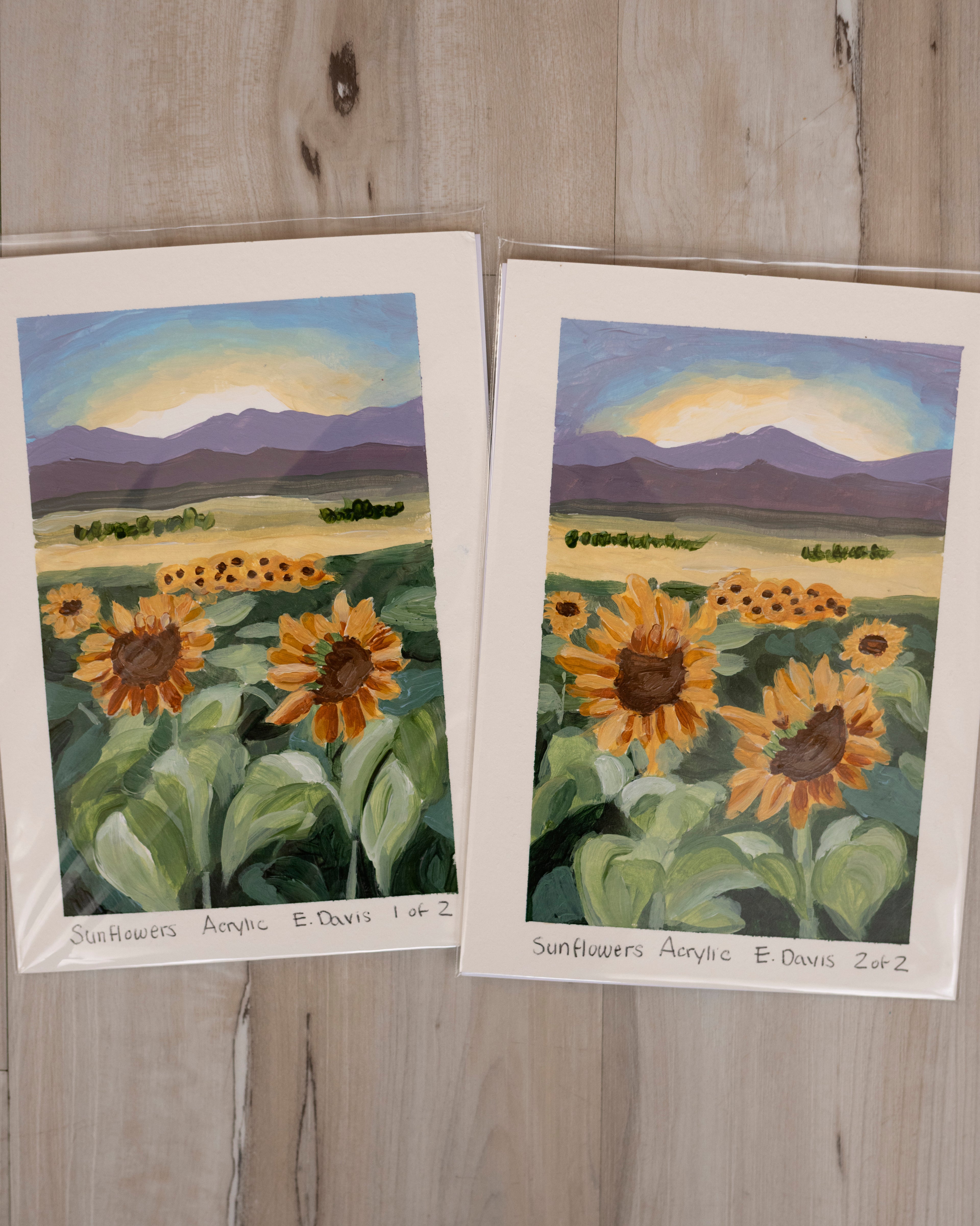 5x7 Original Painting - Sunflowers