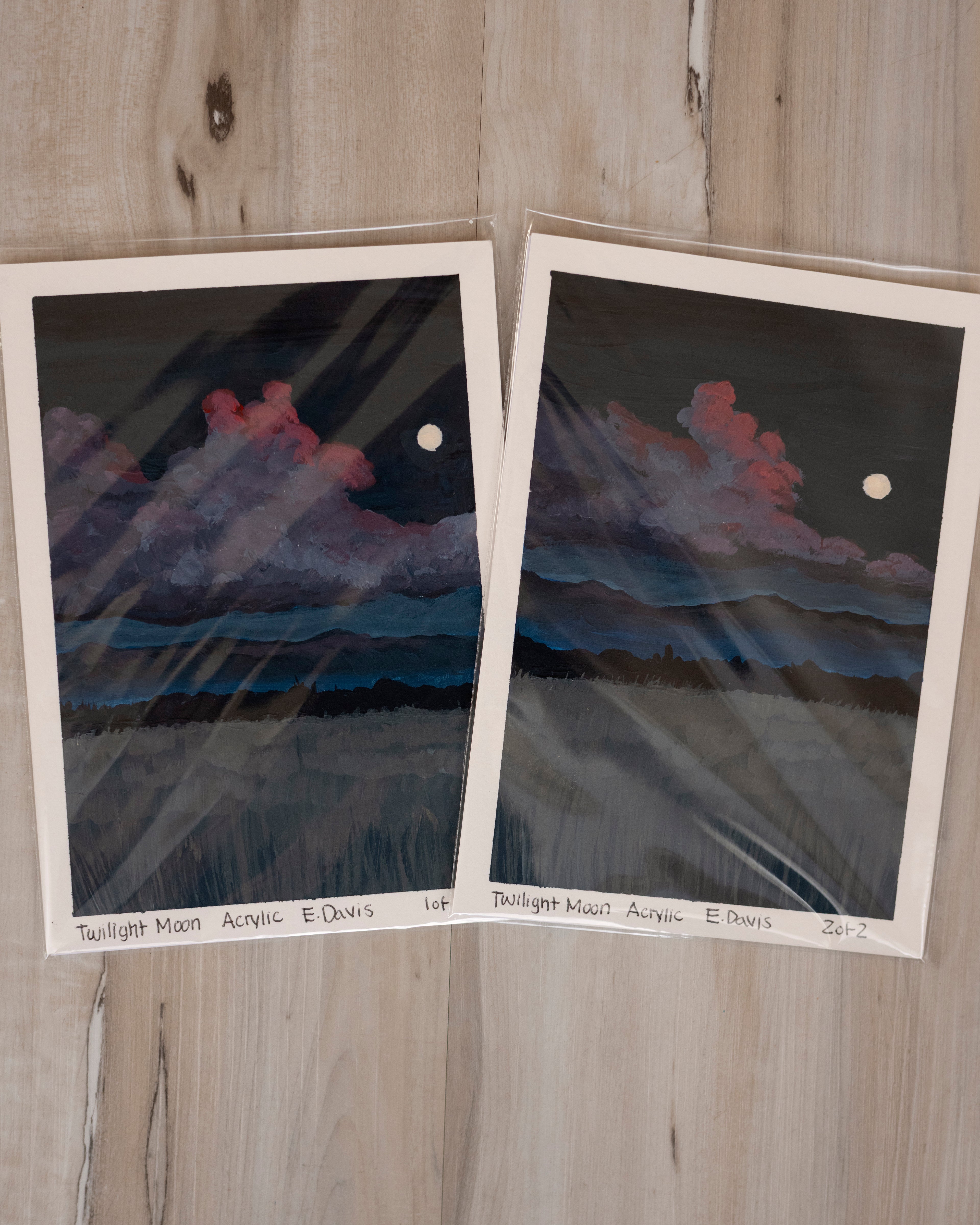 5x7 Original Painting - Twilight Moon